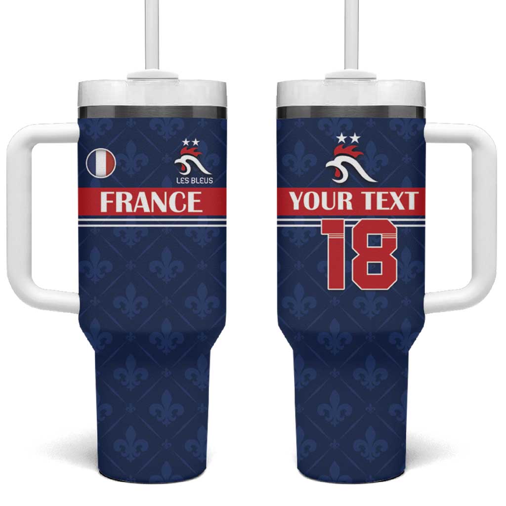 Custom France Football Tumbler With Handle Les Bleus French Heraldry Pattern