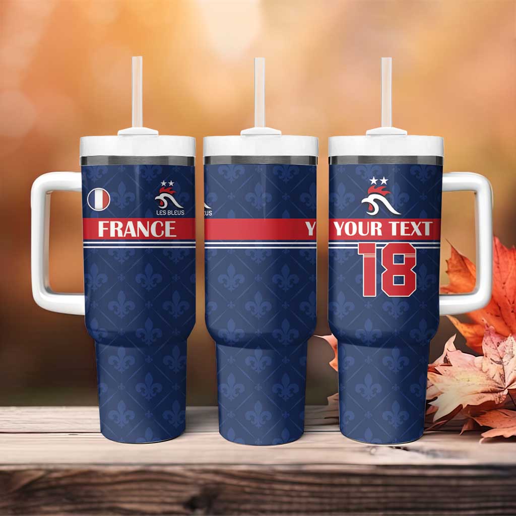 Custom France Football Tumbler With Handle Les Bleus French Heraldry Pattern