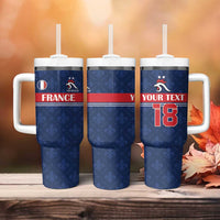Custom France Football Tumbler With Handle Les Bleus French Heraldry Pattern