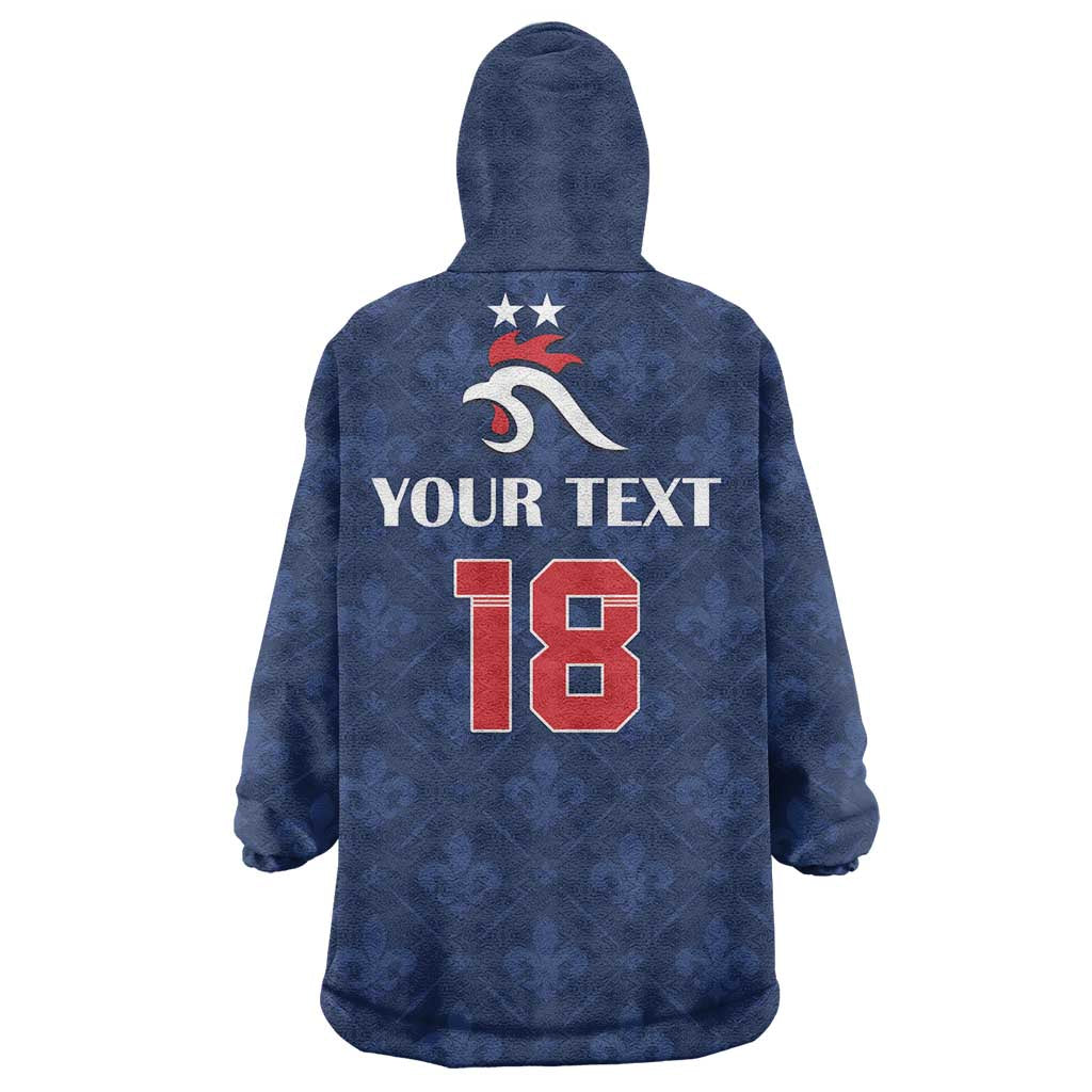 Custom France Football Wearable Blanket Hoodie Les Bleus French Heraldry Pattern