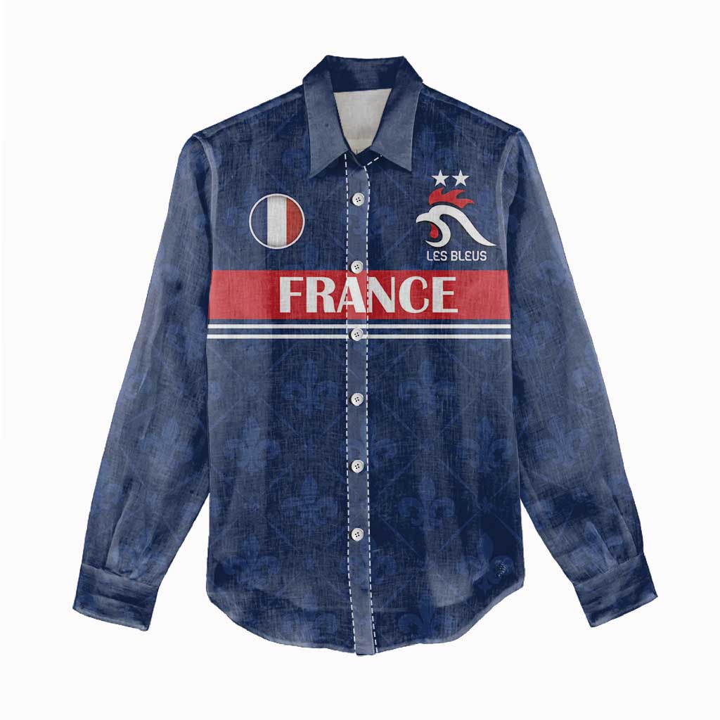 Custom France Football Women Casual Shirt Les Bleus French Heraldry Pattern