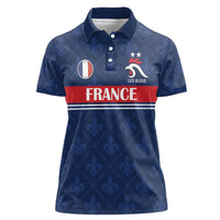 Custom France Football Women Polo Shirt Les Bleus French Heraldry Pattern