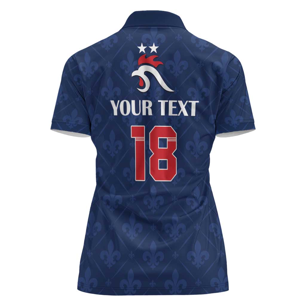 Custom France Football Women Polo Shirt Les Bleus French Heraldry Pattern