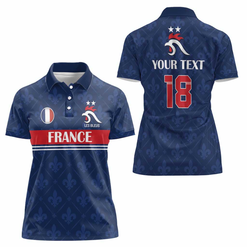 Custom France Football Women Polo Shirt Les Bleus French Heraldry Pattern