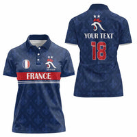 Custom France Football Women Polo Shirt Les Bleus French Heraldry Pattern