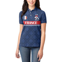 Custom France Football Women Polo Shirt Les Bleus French Heraldry Pattern