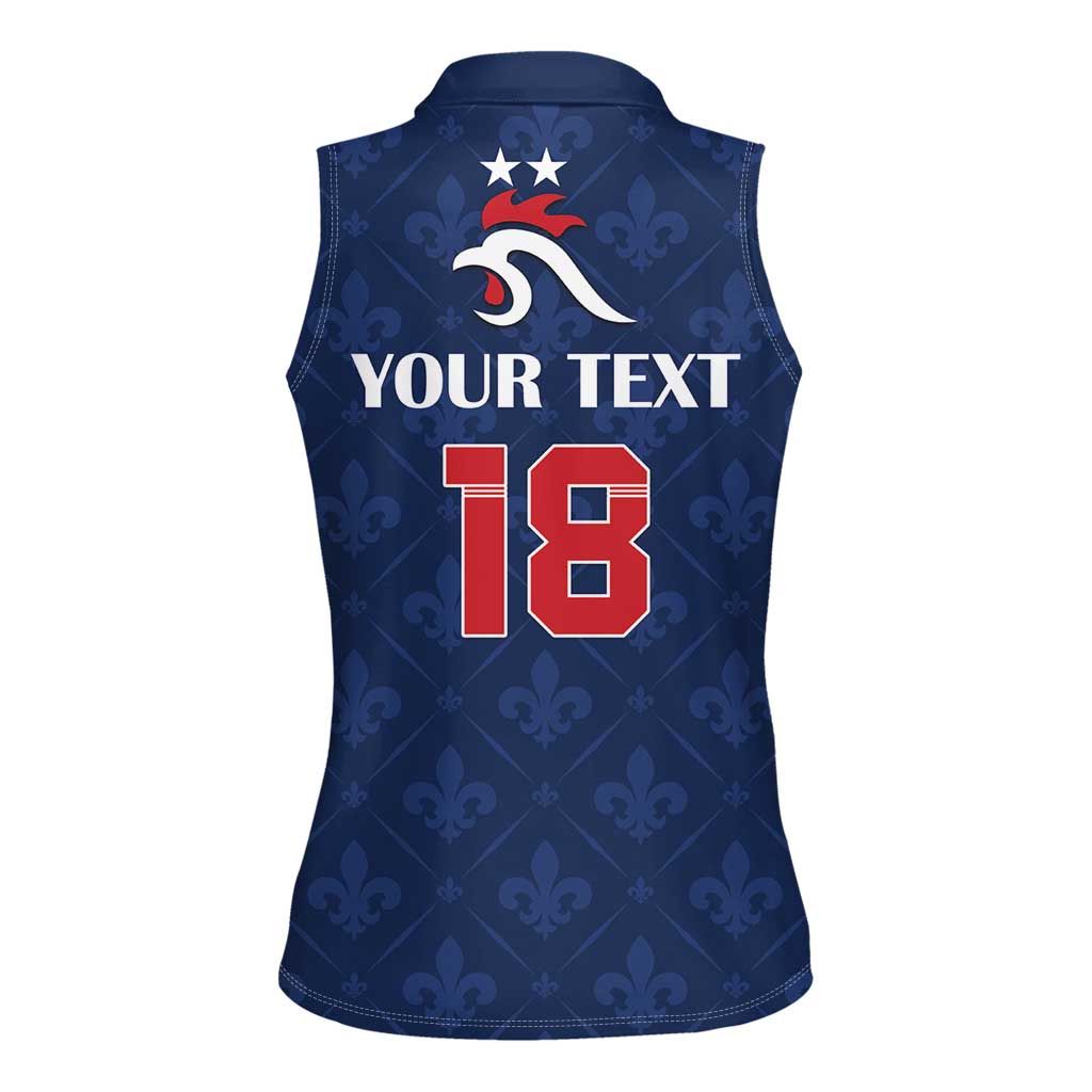 Custom France Football Women Sleeveless Polo Shirt Les Bleus French Heraldry Pattern