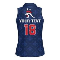 Custom France Football Women Sleeveless Polo Shirt Les Bleus French Heraldry Pattern
