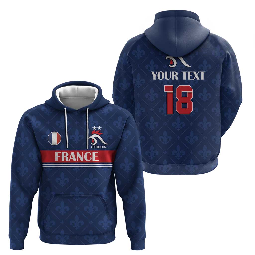 Custom France Football Zip Hoodie Les Bleus French Heraldry Pattern