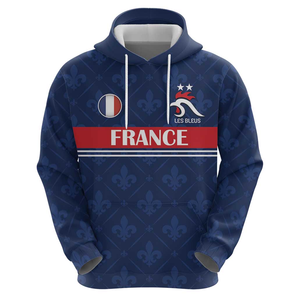 Custom France Football Zip Hoodie Les Bleus French Heraldry Pattern