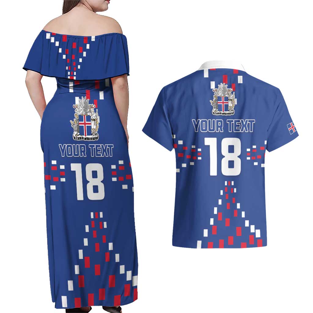 Custom Iceland Football Couples Matching Off Shoulder Maxi Dress and Hawaiian Shirt Go Champion