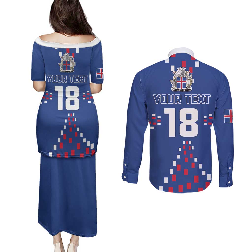 Custom Iceland Football Couples Matching Puletasi and Long Sleeve Button Shirt Go Champion