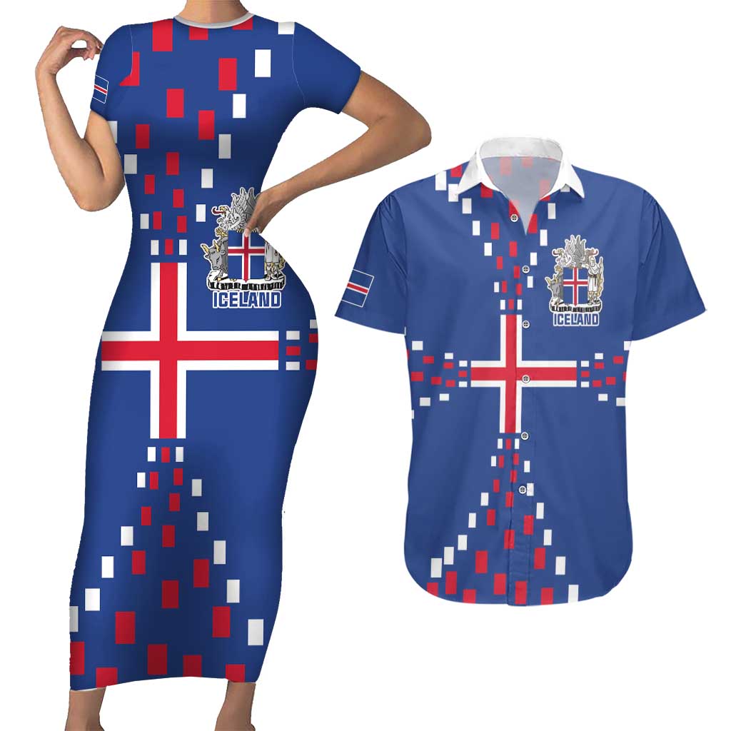 Custom Iceland Football Couples Matching Short Sleeve Bodycon Dress and Hawaiian Shirt Go Champion