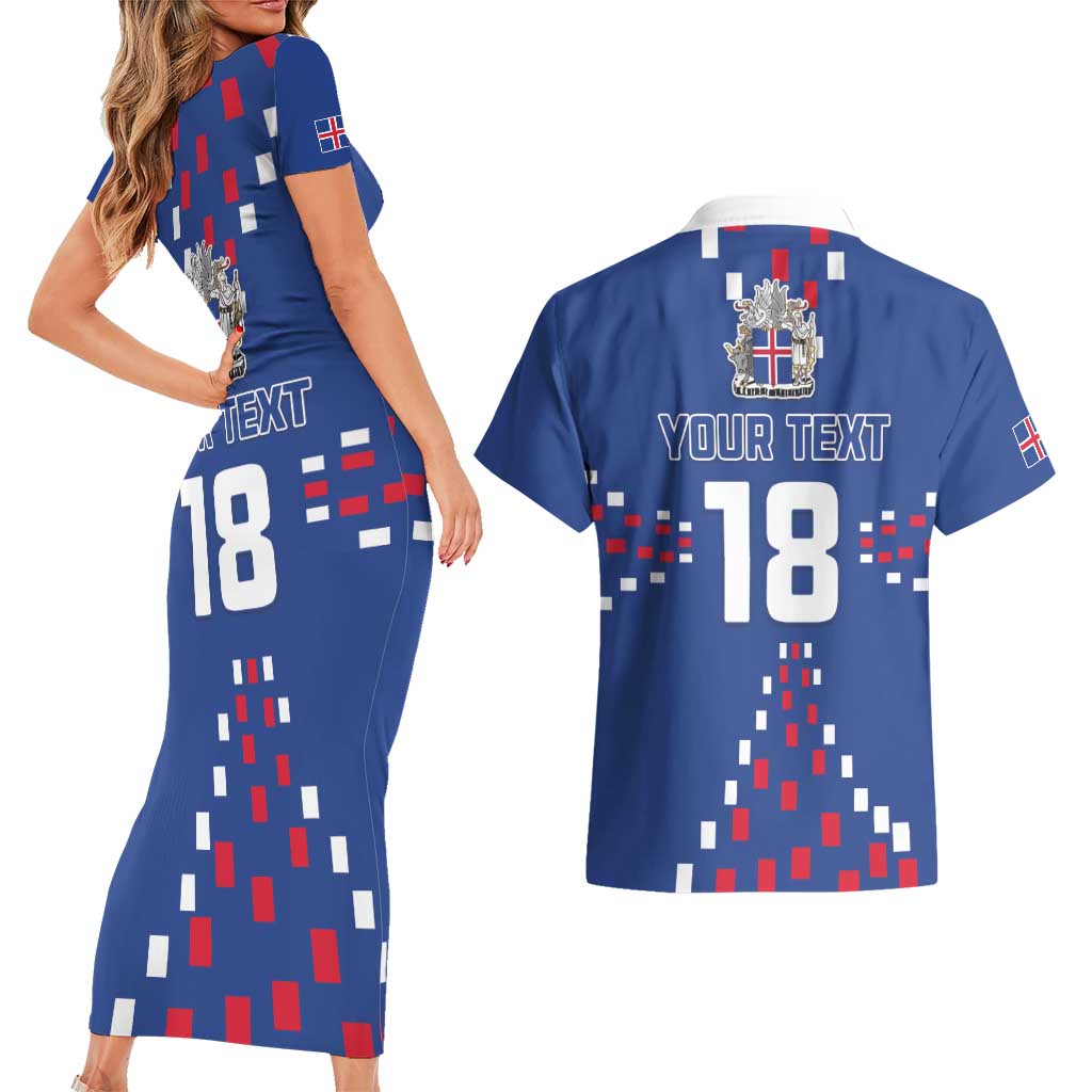Custom Iceland Football Couples Matching Short Sleeve Bodycon Dress and Hawaiian Shirt Go Champion