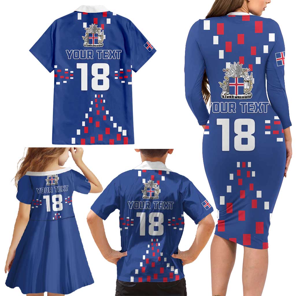 Custom Iceland Football Family Matching Long Sleeve Bodycon Dress and Hawaiian Shirt Go Champion