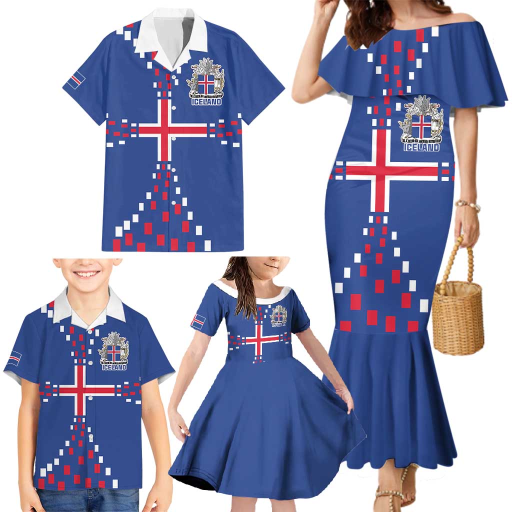 Custom Iceland Football Family Matching Mermaid Dress and Hawaiian Shirt Go Champion