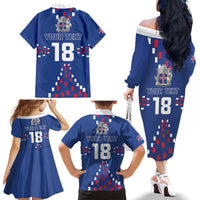 Custom Iceland Football Family Matching Off The Shoulder Long Sleeve Dress and Hawaiian Shirt Go Champion