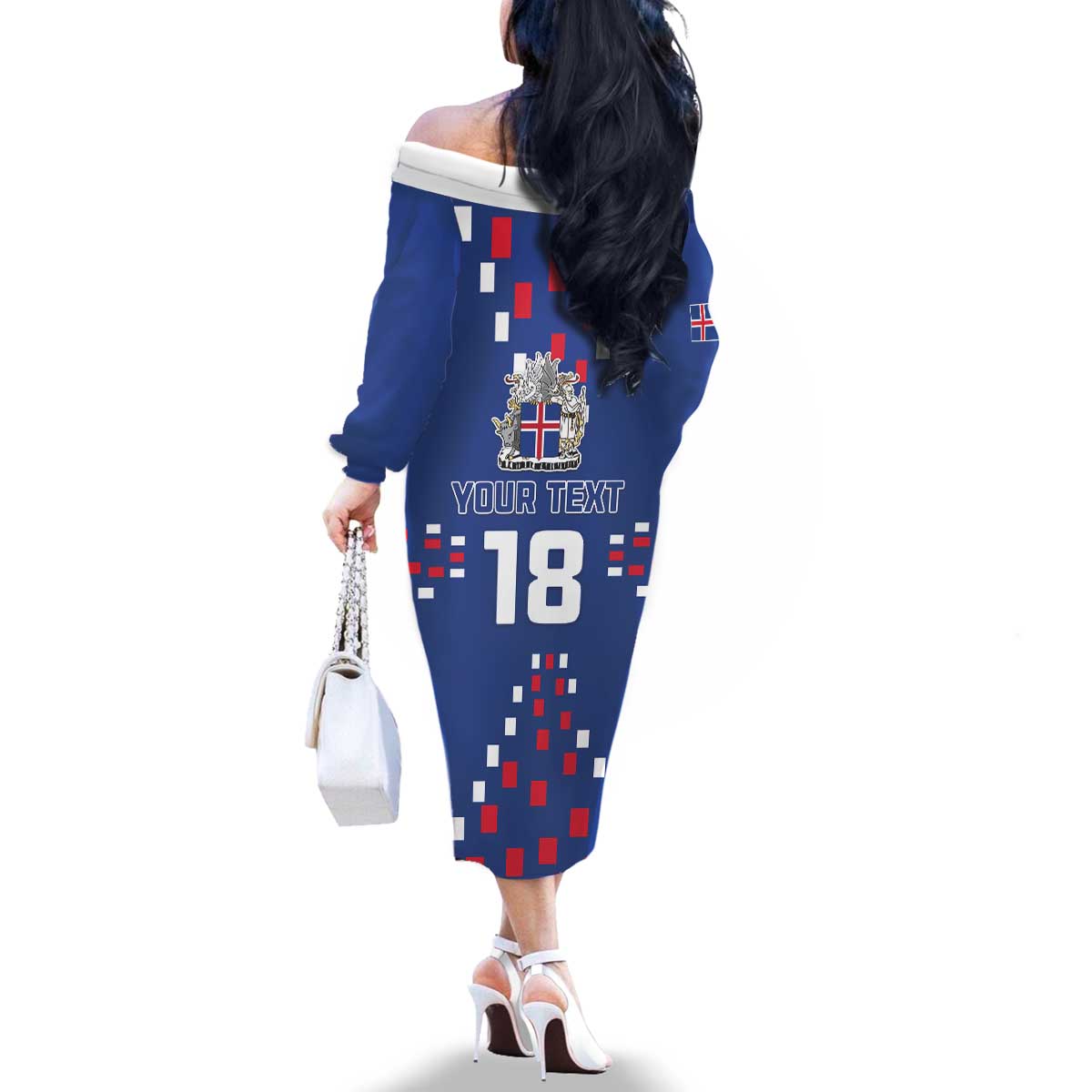Custom Iceland Football Family Matching Off The Shoulder Long Sleeve Dress and Hawaiian Shirt Go Champion