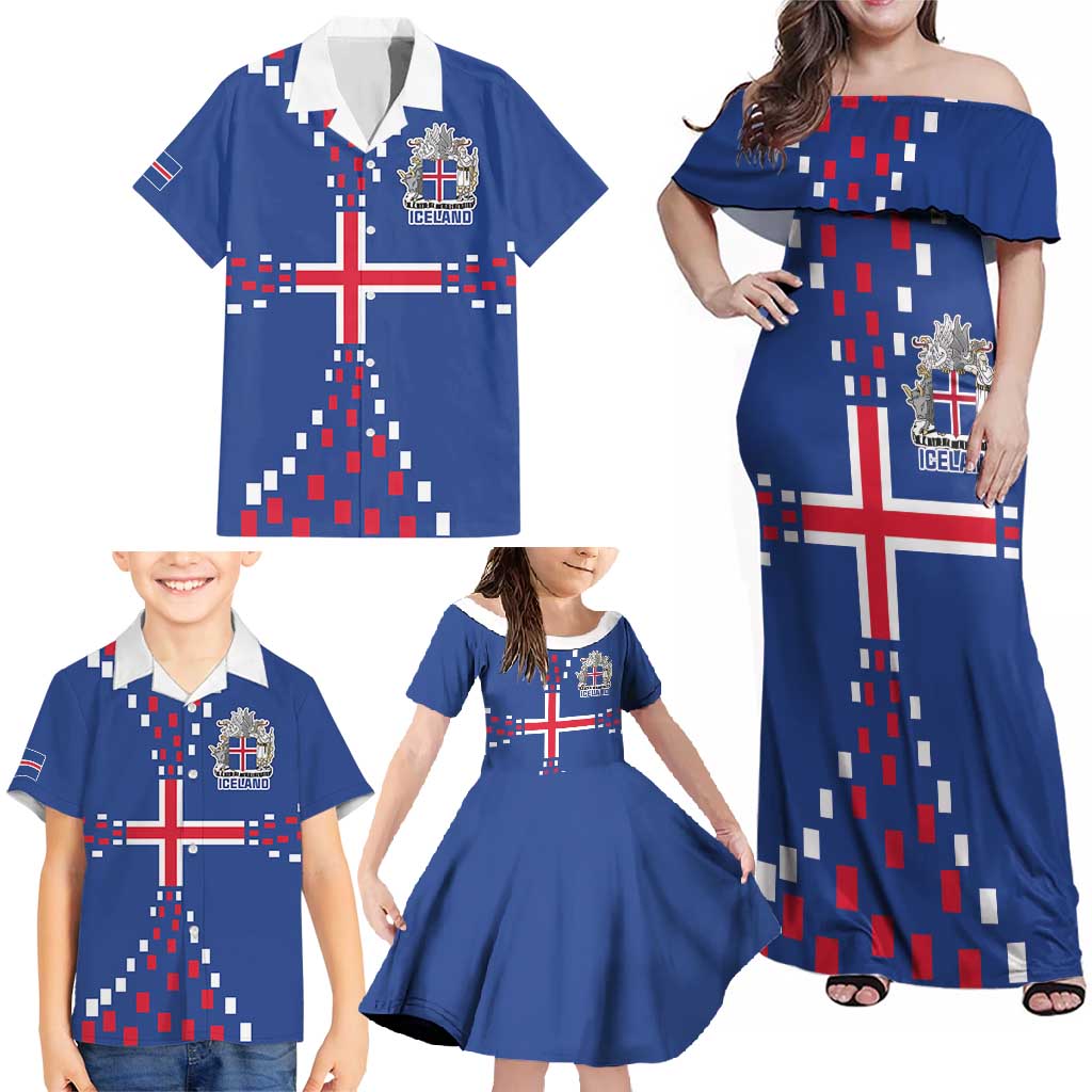 Custom Iceland Football Family Matching Off Shoulder Maxi Dress and Hawaiian Shirt Go Champion