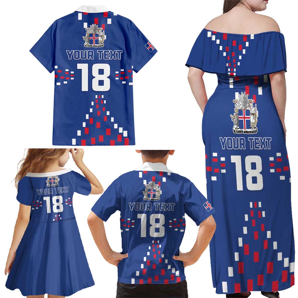 Custom Iceland Football Family Matching Off Shoulder Maxi Dress and Hawaiian Shirt Go Champion