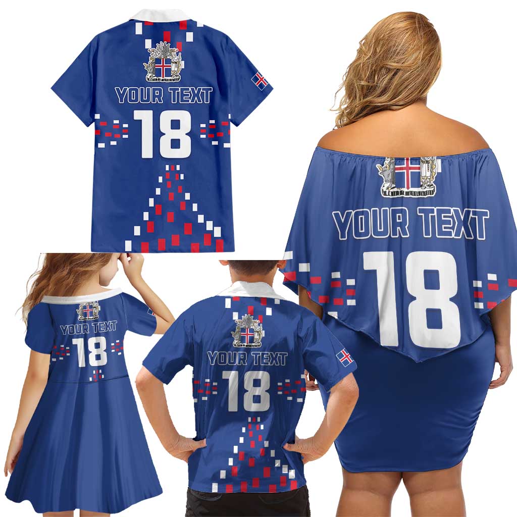 Custom Iceland Football Family Matching Off Shoulder Short Dress and Hawaiian Shirt Go Champion