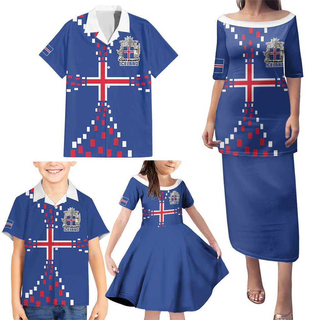 Custom Iceland Football Family Matching Puletasi and Hawaiian Shirt Go Champion