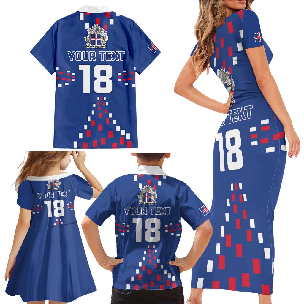 Custom Iceland Football Family Matching Short Sleeve Bodycon Dress and Hawaiian Shirt Go Champion