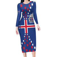 Custom Iceland Football Long Sleeve Bodycon Dress Go Champion