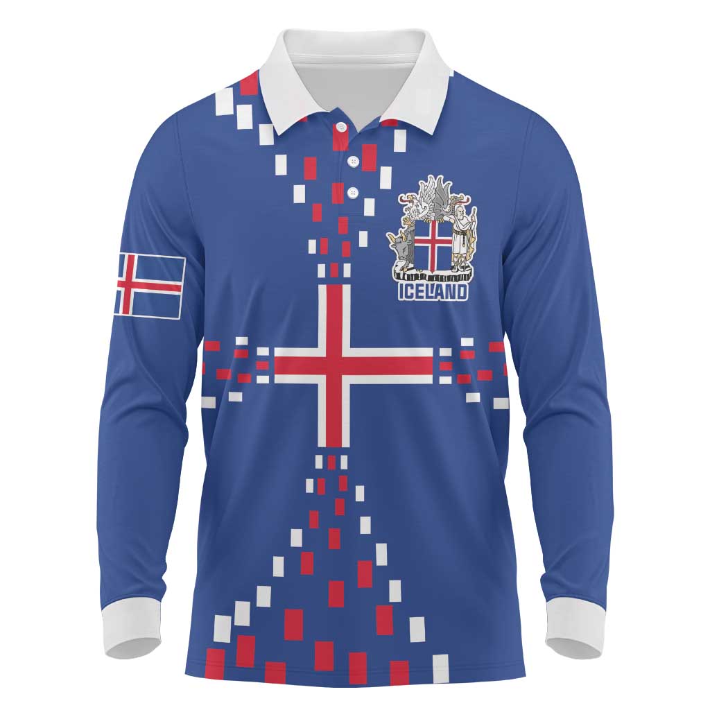 Custom Iceland Football Long Sleeve Polo Shirt Go Champion