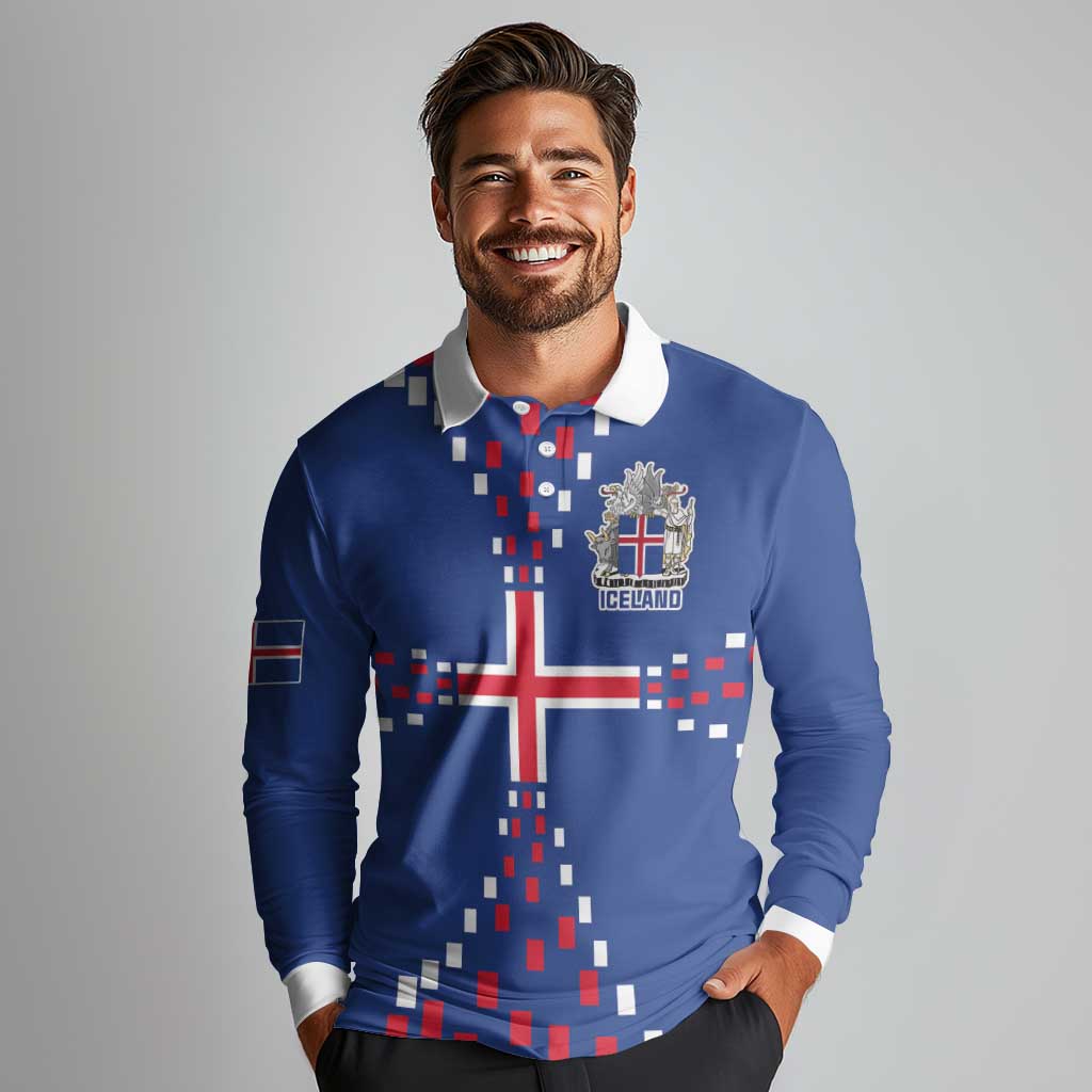 Custom Iceland Football Long Sleeve Polo Shirt Go Champion