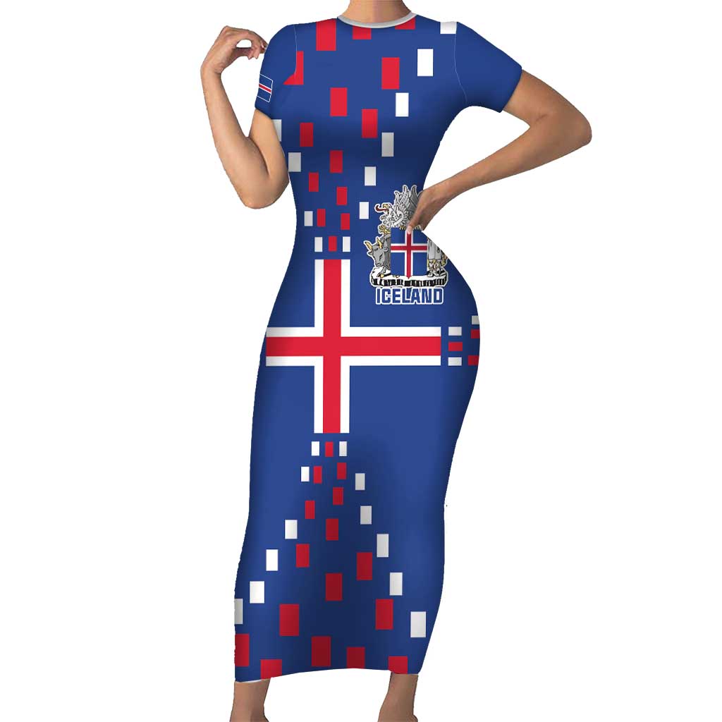 Custom Iceland Football Short Sleeve Bodycon Dress Go Champion