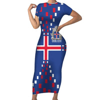 Custom Iceland Football Short Sleeve Bodycon Dress Go Champion