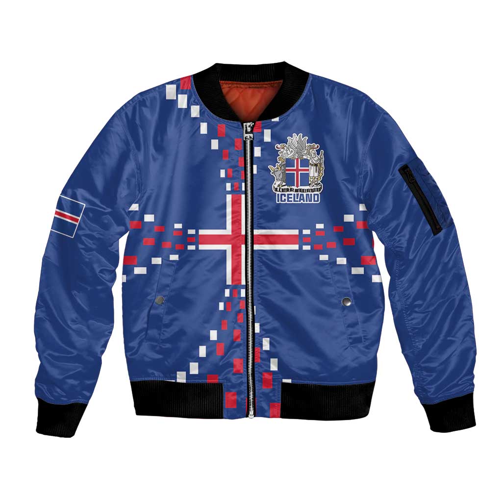 Custom Iceland Football Sleeve Zip Bomber Jacket Go Champion