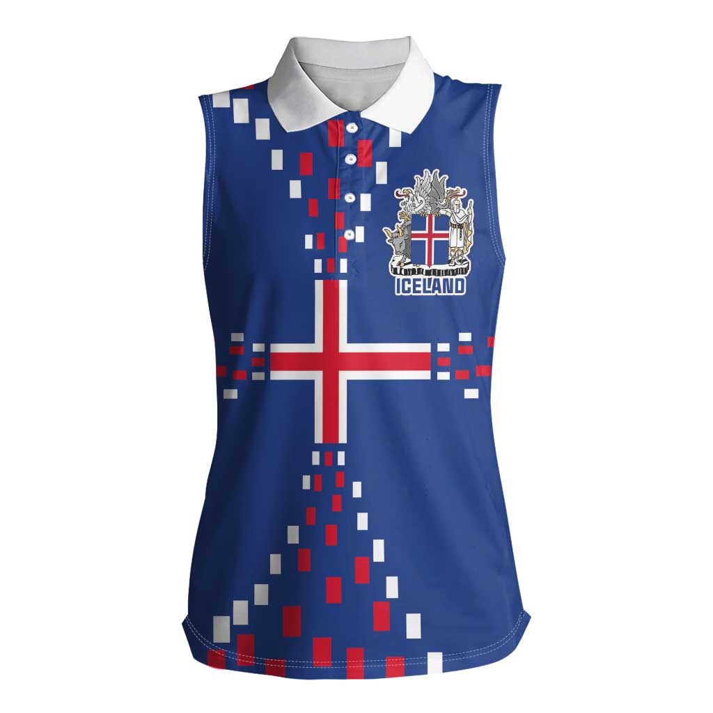 Custom Iceland Football Women Sleeveless Polo Shirt Go Champion