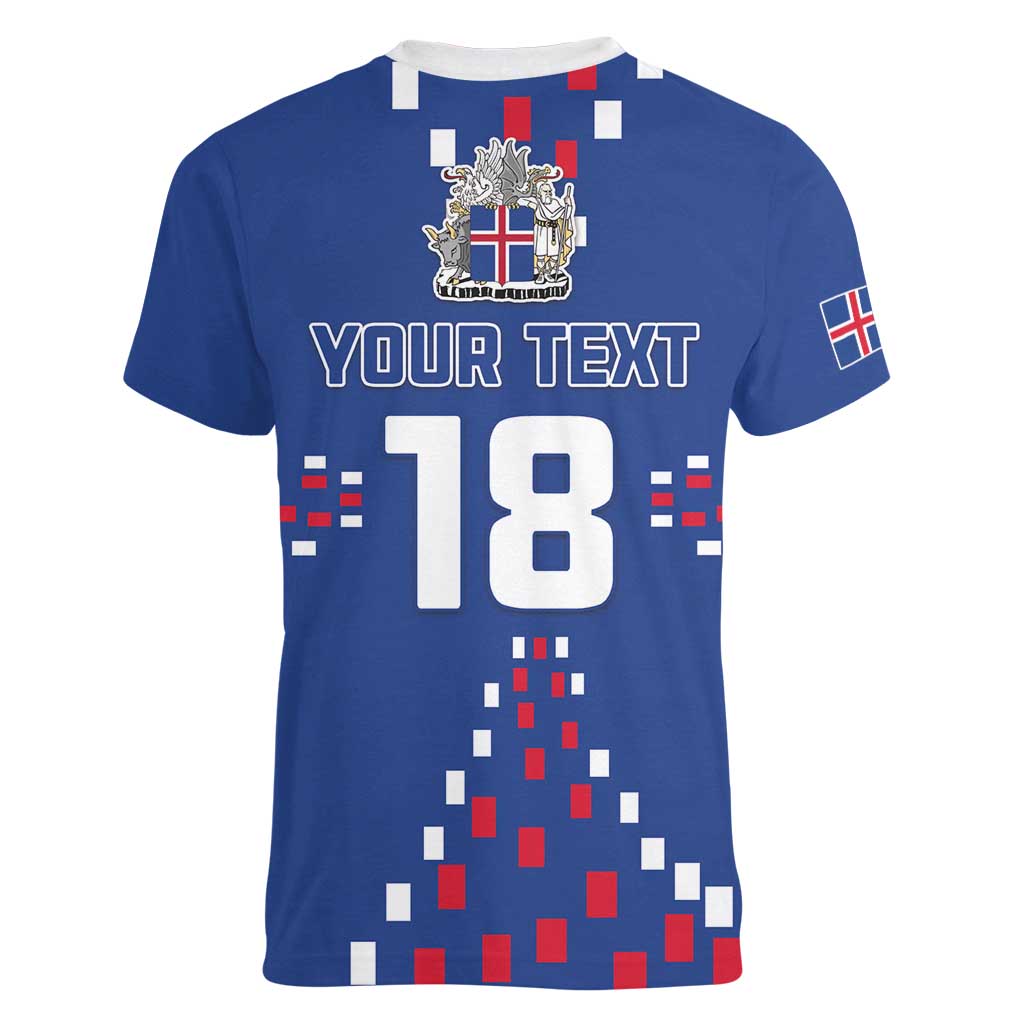 Custom Iceland Football Women V-Neck T-Shirt Go Champion