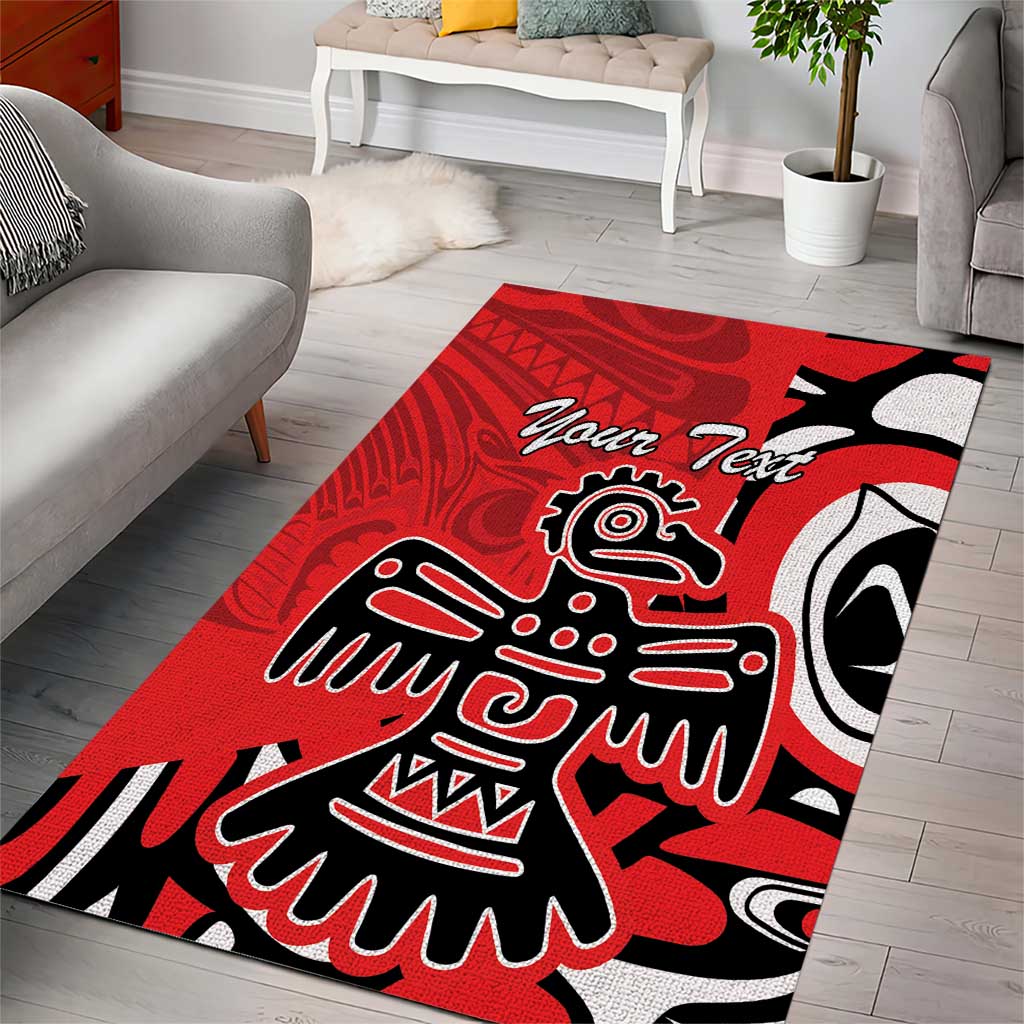 Personalized Canada Haida Eagle Area Rug Red Style - Wonder Print Shop
