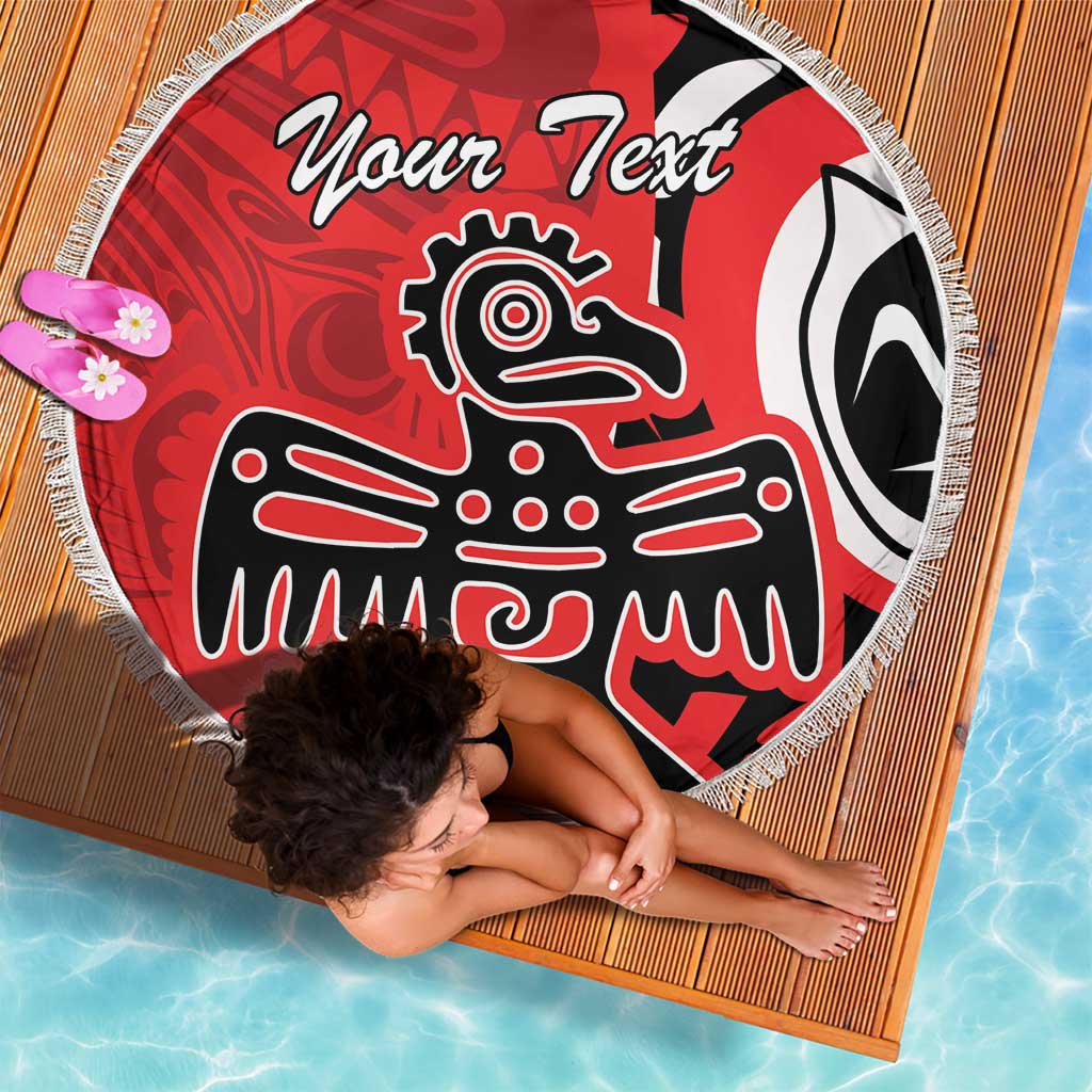 Personalized Canada Haida Eagle Beach Blanket Red Style - Wonder Print Shop