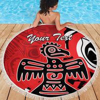 Personalized Canada Haida Eagle Beach Blanket Red Style - Wonder Print Shop