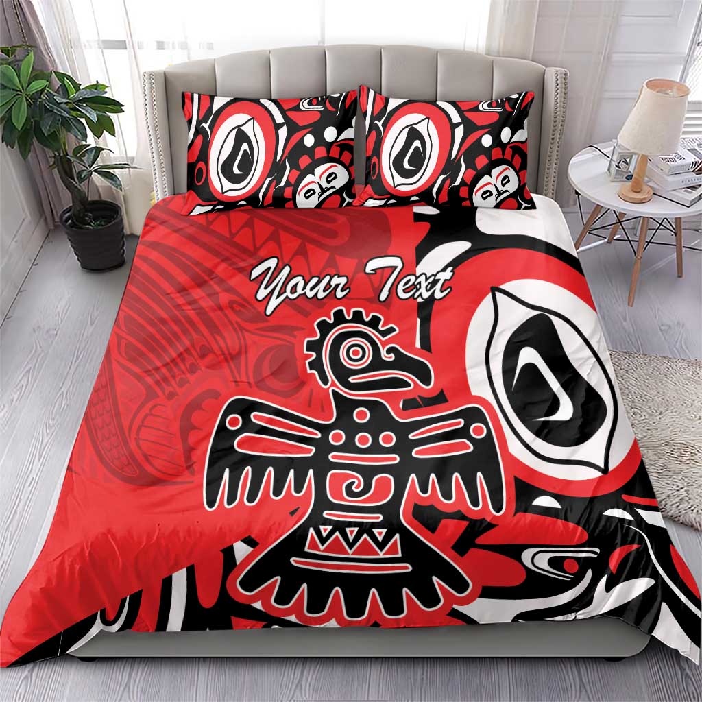Personalized Canada Haida Eagle Bedding Set Red Style - Wonder Print Shop