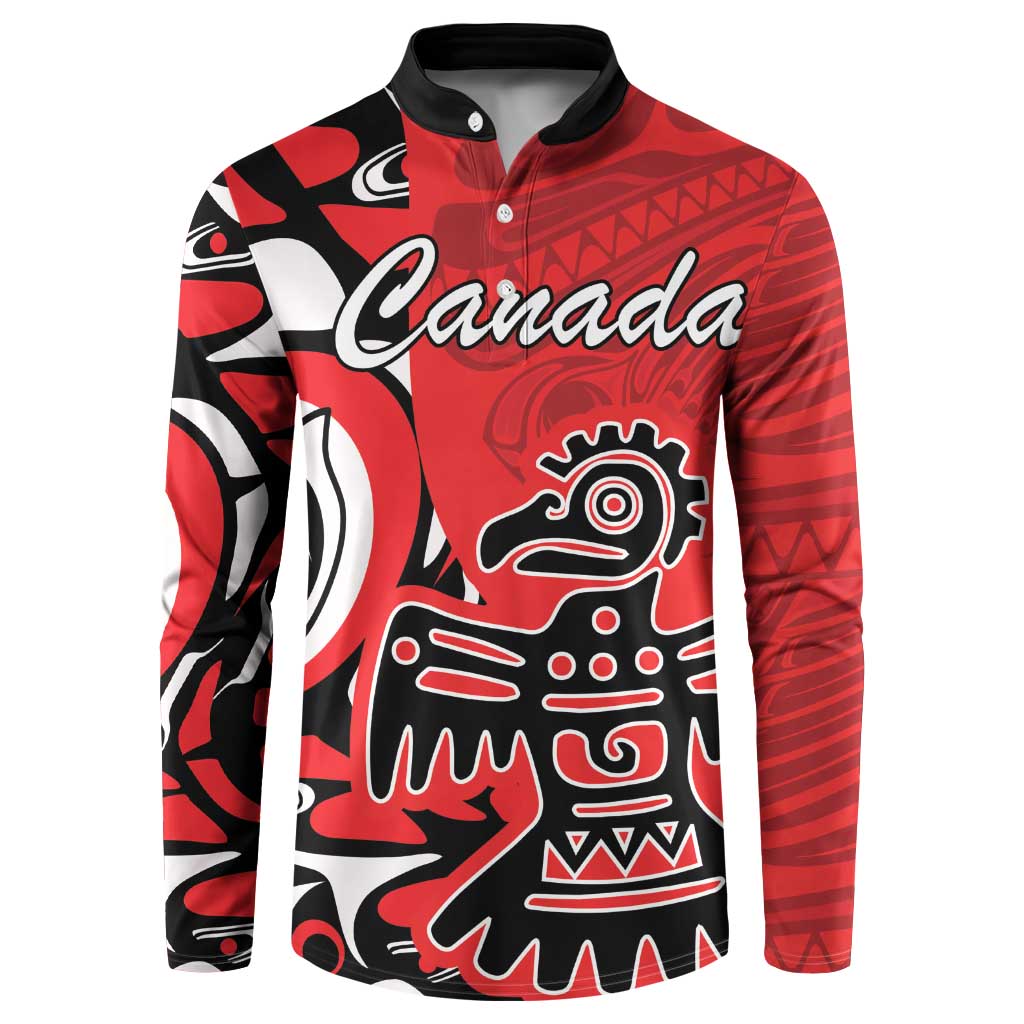 Personalized Canada Haida Eagle Button Sweatshirt Red Style - Wonder Print Shop