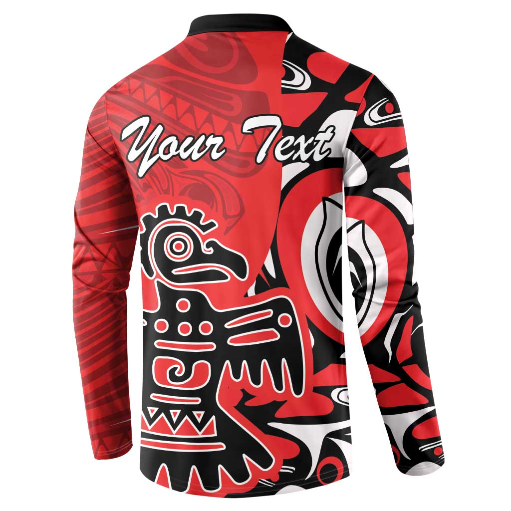 Personalized Canada Haida Eagle Button Sweatshirt Red Style - Wonder Print Shop