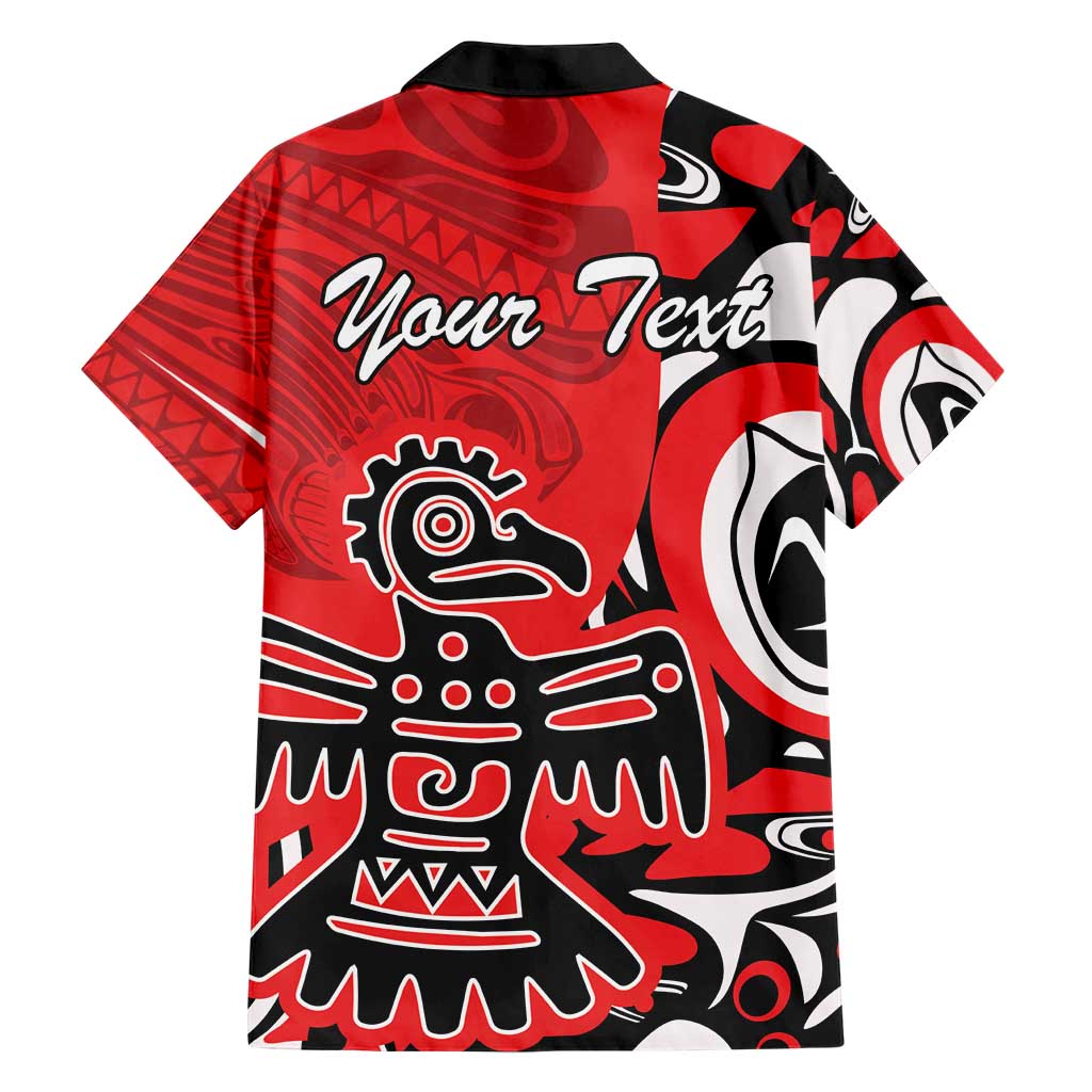 Personalized Canada Haida Eagle Family Matching Short Sleeve Bodycon Dress and Hawaiian Shirt Red Style - Wonder Print Shop