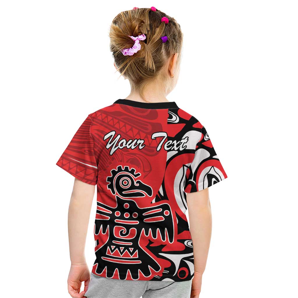 Personalized Canada Haida Eagle Kid T Shirt Red Style - Wonder Print Shop