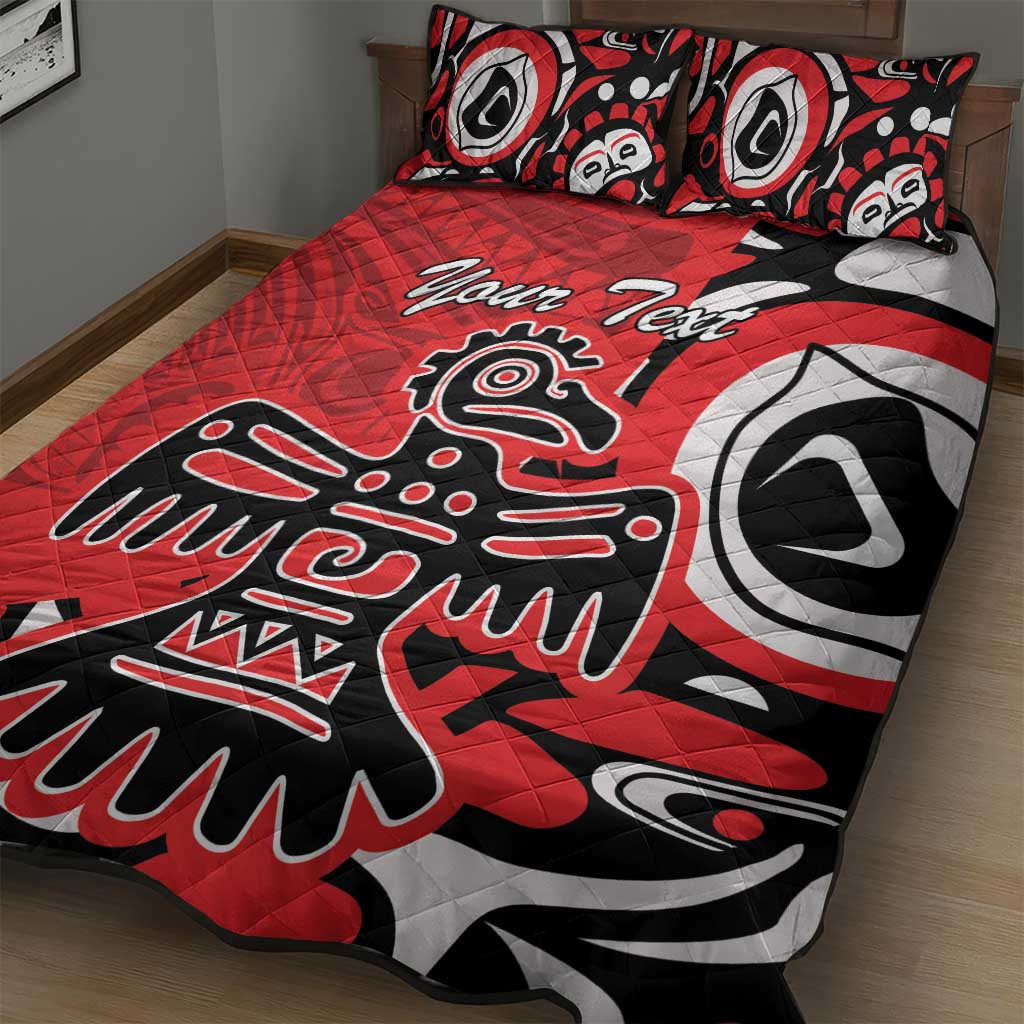 Personalized Canada Haida Eagle Quilt Bed Set Red Style - Wonder Print Shop