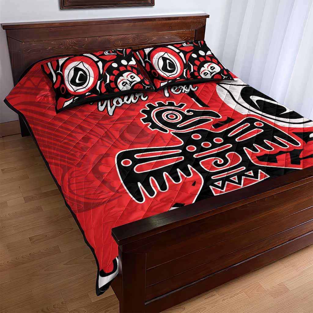 Personalized Canada Haida Eagle Quilt Bed Set Red Style - Wonder Print Shop