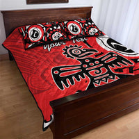 Personalized Canada Haida Eagle Quilt Bed Set Red Style - Wonder Print Shop