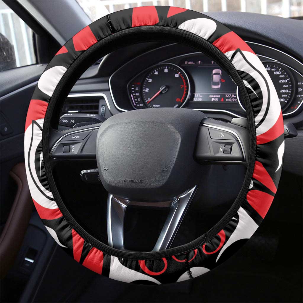 Canada Haida Eagle Steering Wheel Cover Red Style - Wonder Print Shop