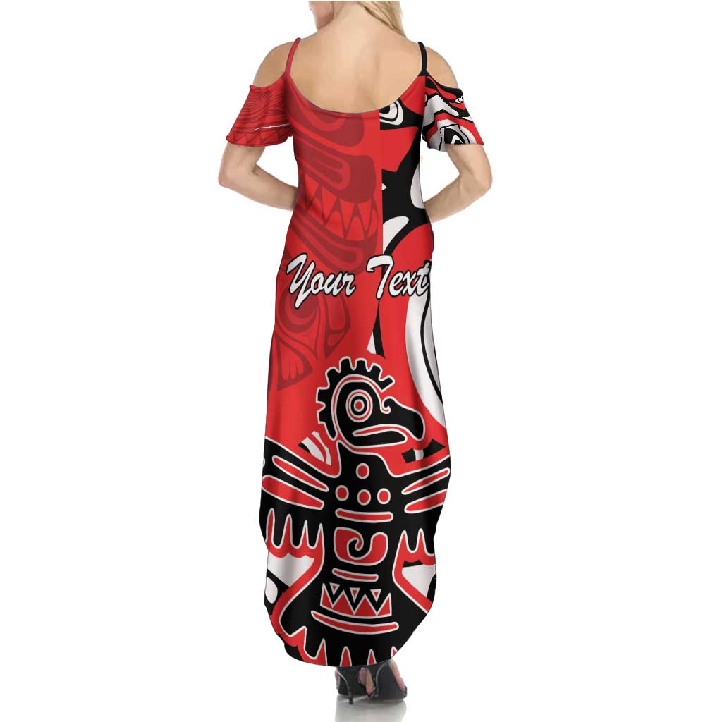 Personalized Canada Haida Eagle Summer Maxi Dress Red Style - Wonder Print Shop