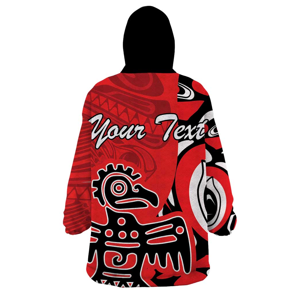 Personalized Canada Haida Eagle Wearable Blanket Hoodie Red Style - Wonder Print Shop