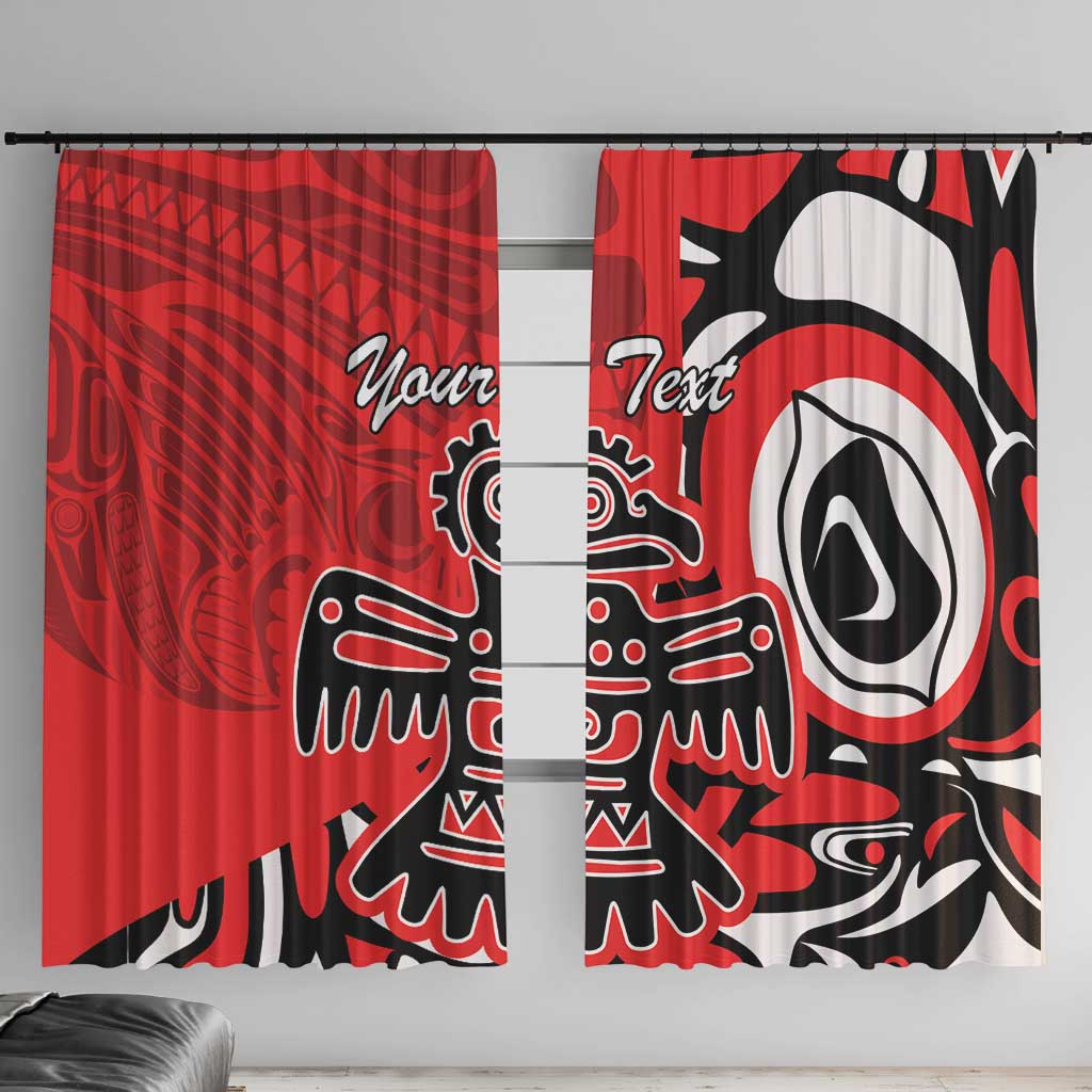 Personalized Canada Haida Eagle Window Curtain Red Style - Wonder Print Shop